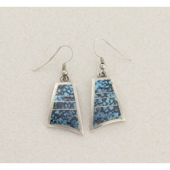 Sterling Silver Turquoise Earrings Dangle Drop - Picture 6 of 8